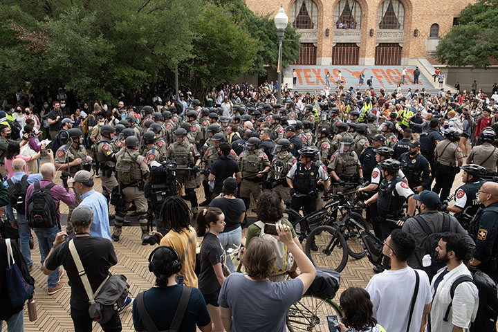 UT campus pro-Palestine protest calling for an end to Israel’s war in Gaza and for the university to divest from investments tied to the conflict