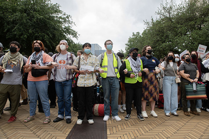 UT campus pro-Palestine protest calling for an end to Israel’s war in Gaza and for the university to divest from investments tied to the conflict