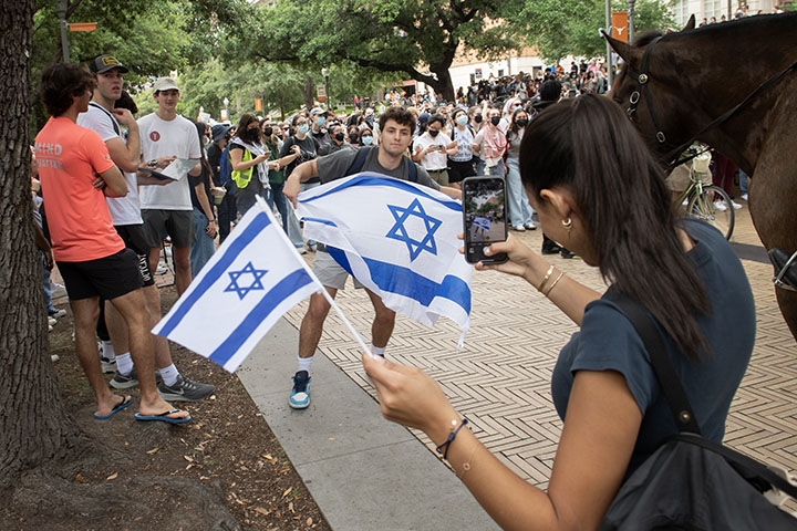 'UT campus pro-Palestine protest calling for an end to Israel’s war in Gaza and for the university to divest from investments tied to the conflict