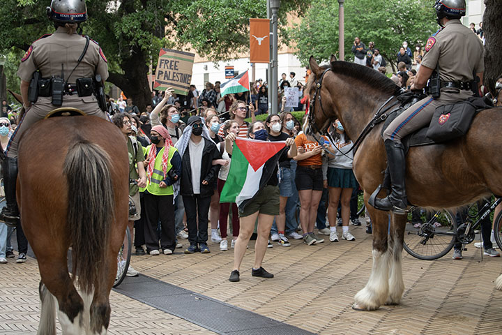 UT campus pro-Palestine protest calling for an end to Israel’s war in Gaza and for the university to divest from investments tied to the conflict