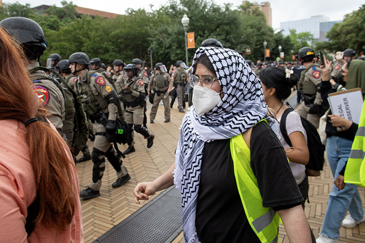 UT campus pro-Palestine protest calling for an end to Israel’s war in Gaza and for the university to divest from investments tied to the conflict